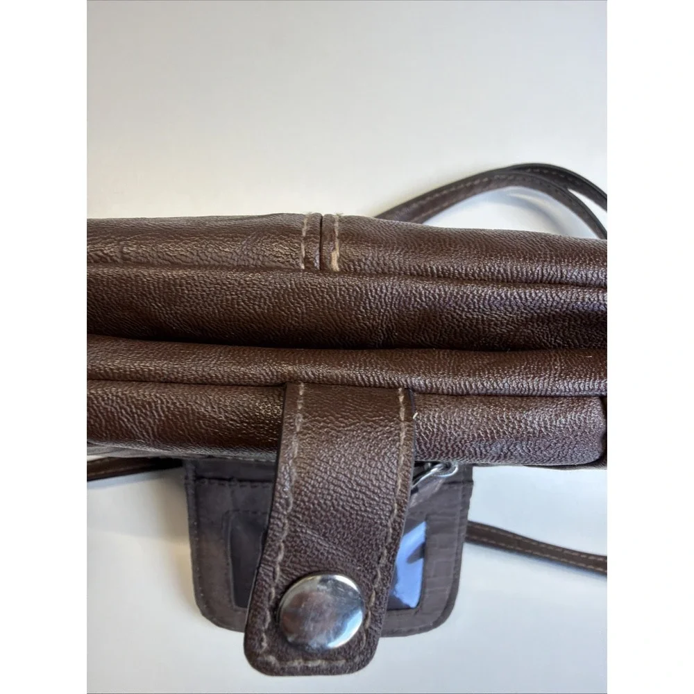 Rosetti Crossbody Organizer Bag Brown Faux Leather Adjustable Strap Y2K
